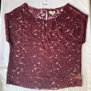 Aerie Women’s Sleeveless Sexy See-through Lace Blouse size S, Red, Scoop Neck